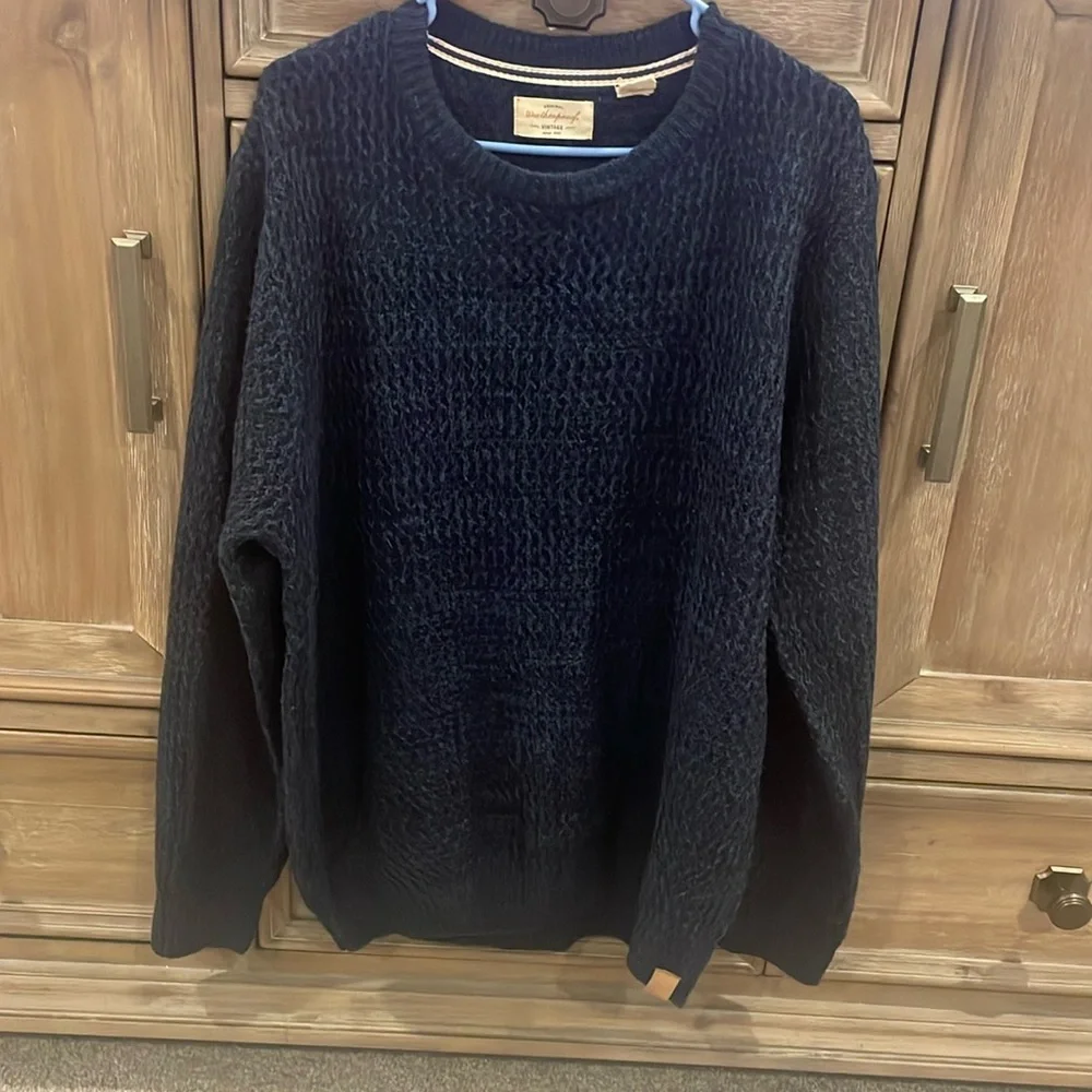 Weatherproof Vintage‎ Mens Textured Knit Crewneck Sweater/Blue